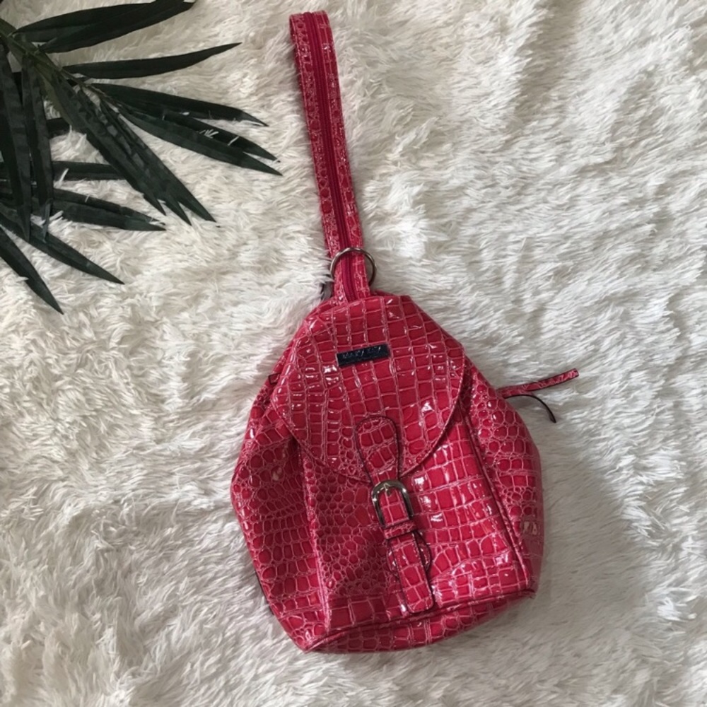 Mary Kay mini backpack faux crocodile pink NWOT